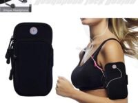 CEUTA Armband for Mobile Phone Running, Unisex Jogging Gym Arm Band Large Case for Fitness Exercise with Adjustable Elastic Rugged Strip Neoprene, All Smart Phones - Support Upto 6.8 inches (Black)