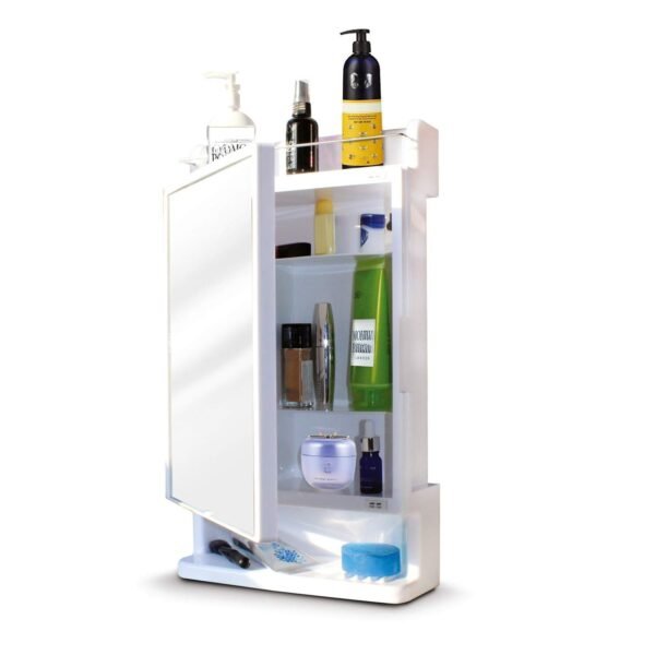 CIPLA PLAST Rich Look Bathroom Cabinet with Mirror White | Storage Organiser | Strong Plastic Bathroom Shelves Wall Mounted | Bathroom Accessories| Mirror Cabinet- (Made in India)