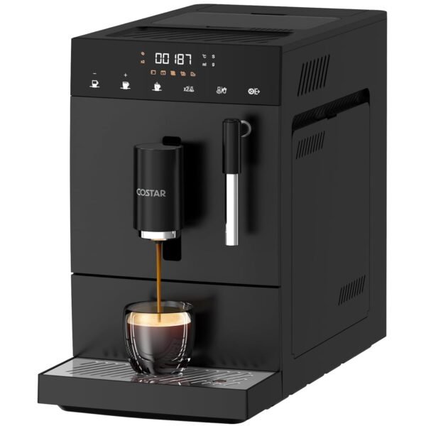 COSTAR Fully Automatic Espresso Machine | 19 Bar Italian Pump, One-Touch 30s Fast Brew, Automatic Bean Grinder, Bean to Cup Coffee Machine with Milk Frother | Compact Coffee Maker for Home, Office Use