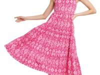 COTLAND Fashions Breathable Cotton Printed A-Line Midi Dress for Women