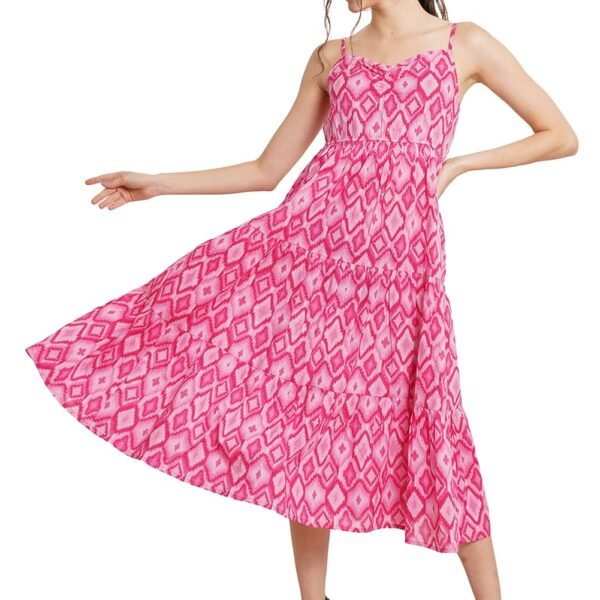 COTLAND Fashions Breathable Cotton Printed A-Line Midi Dress for Women
