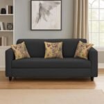 Casaliving - Lifestyle 3 Seater Sofa for Living Room (Black Colour Fabric)