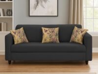 Casaliving - Lifestyle 3 Seater Sofa for Living Room (Black Colour Fabric)