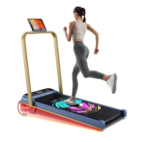 Cockatoo SmartWalk 2AHG Walking Pad for Home 2HP-3.5HP Peak, Under Desk Walk Pad with Handle, 3 Level Manual Incline 6 Automatic Program, Max User Weight 110Kg -Gold