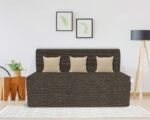 Coirfit 3 Seater Folding Sofa Cum Bed - Jute Fabric Washable Cover with Free Cushions - Brown - 6' x 6' Feet - Perfect for Guests