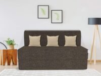 Coirfit 3 Seater Folding Sofa Cum Bed - Jute Fabric Washable Cover with Free Cushions - Brown - 6' x 6' Feet - Perfect for Guests