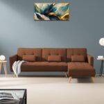 Convertible Futon RHS 4 Seater Sofa Cum Bed with Adjustable Backrest Sofa for Living Room (Brown Colour) Premium Fabric Sofa