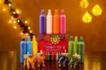 CraftVatika10 Rangoli Colour Powder Tube Kit with 4 Elephant Candle Holder Set for Diwali Ganesh Chaturthi Laxmi Pooja Home Temple Rangoli Candle Floor Decoration