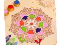 Craftvatika Portable Rangoli Stencil for Decor Rangoli Lotus Design for Diwali Decoration Item for Home and Diwali Gifts - 12 Inch Ananta Rangoli Stencils for Room, Hall Diwali Festival Item