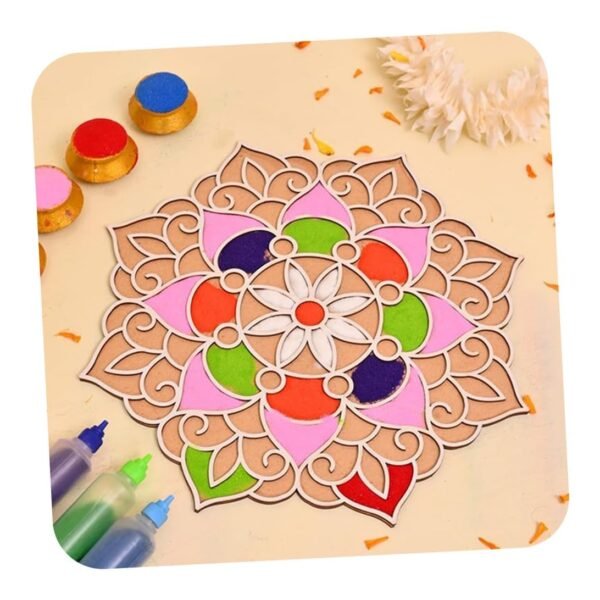 Craftvatika Portable Rangoli Stencil for Decor Rangoli Lotus Design for Diwali Decoration Item for Home and Diwali Gifts - 12 Inch Ananta Rangoli Stencils for Room, Hall Diwali Festival Item