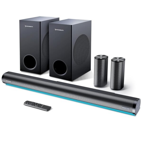 CrossBeats Blaze B2000 5.2 Dolby Home Theater Speaker 900W for TV with 2 subwoofer Satellite Speakers, soundbar for smart tv | HDMI eARC, USB & Aux | Bluetooth Sound bar Music System Home Theatre
