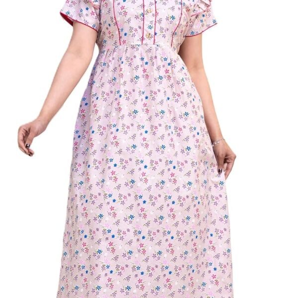 DIAMO Pure Cotton Designer Nighty for Women | Night Gown | Nightdress | Maxi | Sleepwear | Jaipuri Nighty | Nighties | Cotton Night Gown for Women/Girls with Belt