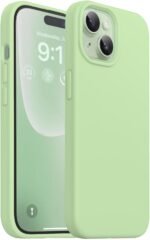 DIZORO Compatible for iPhone 15 Case 6.1, Slim Liquid Silicone Case 3 Layers Full Covered Soft Gel Rubber Phone Case Protective Cover 6.1 Inch (Matcha Green)