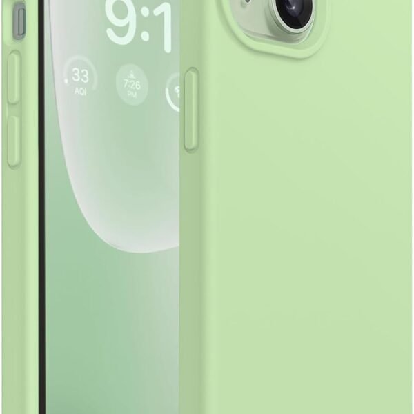 DIZORO Compatible for iPhone 15 Case 6.1, Slim Liquid Silicone Case 3 Layers Full Covered Soft Gel Rubber Phone Case Protective Cover 6.1 Inch (Matcha Green)