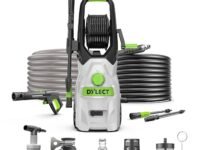 DYLECT Ultra Force Pro High Pressure Car Washer Pump(with Pressure Adjustment), 2200 Watts Motor, 220 Bars Pressure, 7.5L/Min Flow Rate, 8m Outlet Hose, Upright Design with Wheels with 11 Accessories