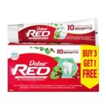 Dabur Red 600g (150g x 4, Pack of 4) Toothpaste - India's No.1 Ayurvedic Paste, Provides Protection Plaque Removal, Toothache, Yellow Teeth, Bad Breath-