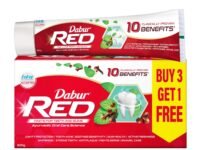 Dabur Red 600g (150g x 4, Pack of 4) Toothpaste - India's No.1 Ayurvedic Paste, Provides Protection Plaque Removal, Toothache, Yellow Teeth, Bad Breath-