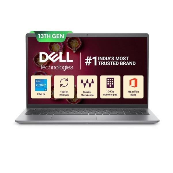Dell 15 (Previously Inspiron), 13th Gen Intel Core i5-1334U (16GB RAM, 1TB SSD) FHD, Anti-Glare 15.6"/39.62cm, Windows 11 MSO'24, Silver, 1.62kg, 12 Month McAfee, Thin & Light, Backlit Keyboard Laptop