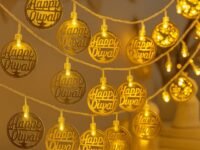 Desidiya® 3 Meter 10 Happy Diwali Round Metallic Led String Lights, Golden Diwali Lights for Decoration for Home, Mandir & Festive Ambient Light for Diwali Decor (Plug-in)