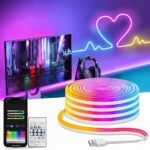 Desidiya® RGB Neon LED 5Mtr Strip Light with App & Remote Control | Music Sync | USB Powered | Waterproof & Flexible Led Rope Light Room, Gaming, Party, Diwali & Home Decoration Ceiling Strip Lights