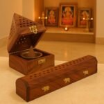 DigiRake Wooden Dhoop Stand & Agarbatti Stand Combo - Sheesham Wood Pyramid Sambrani Holder & 10 Inch Incense Stick Stand with Ash Catcher for Pooja & Home Decor