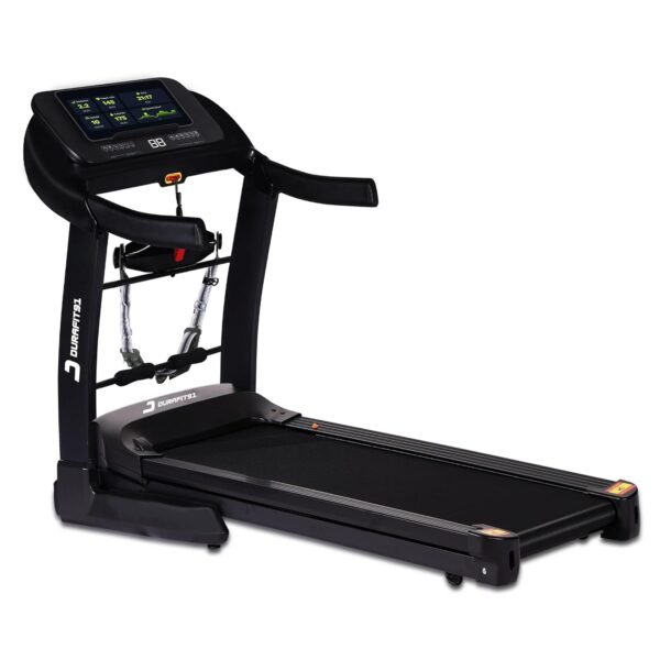 Durafit91 Velox Multifunction 6 HP Peak BLDC Hydraulic Foldable Treadmill| Max User Weight 150 Kg| Running Surface : L -1350mm & W -500mm |18 Km/Hr Max Speed| Bluetooth Speaker | Wynd app | Home use