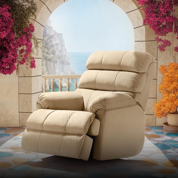 Duroflex Avalon Posture Pro Single Seater Leatherette Motorized Rocking & Rotating Recliner | 1 Year Warranty | Pocket Spring Support | 2 Zone Backrest | 270⁰ Rotation - Beige