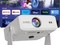 E Gate Duster 8X Projector 4k Ultra HD | Official Netflix, Prime, Sony | 100% DustFree & Certified Android Whale OS | 8X Brighter, 1080p Native, Fully Automatic, HDMI-ARC, Chat GPT Voice Remote, EGATE
