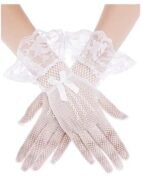 EZ Living White Lace Gloves for Women: Delicate Lace Design, Breathable Mesh, Stretchy Fit, Versatile Accessory, Easy Care (1 Pair)