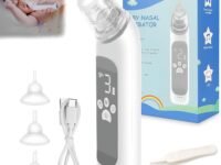 Electric Baby Nasal Aspirator - Newborn Nose Cleaner, Snot Sucker & Booger Picker with 3 Levels Suction, Saline-Friendly, Suction Remover, Featuring Music & Light - Suitable for Infant Care
