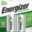 Energizer Recharge Universal Rechargeable D Batteries, 2 Pack