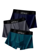 Ethika Men's Extra Thin Elastic Underwear Long Comfortable Ice Silk Breathable Comfort Brief-Boxer-Trunks Imported Material Pack of 3 (in, Alpha, XL, Multicolour)