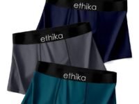 Ethika Men's Extra Thin Elastic Underwear Long Comfortable Ice Silk Breathable Comfort Brief-Boxer-Trunks Imported Material Pack of 3 (in, Alpha, XL, Multicolour)