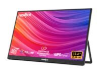 FRONTECH 15.6″ Portable LED Monitor, Full HD IPS Display, 10000mAh Rechargeable Battery, Dual Type-C & Mini HDMI, Built-in Speakers, 180° Stand, Works with Laptop/PS5/Switch/Phone (MON-0023P)