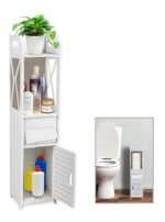 FURN ASPIRE Wood Shelf Corner for Bathroom Living Room Shower Waterproof Shelf Storage, Shelving for Small Spaces Cabinet Depth 18Cm White