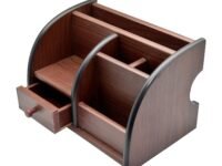 FarioxMulti-Functional Wooden Desk Organiser, Pen Stand/Pencil Stand, Stationery Stand for Office and Students Use (6 Compartments) - 1 Pcs