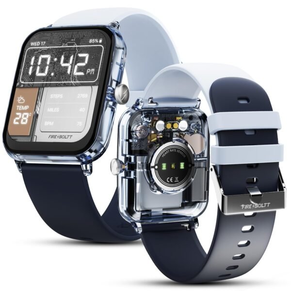 Fire-Boltt Ninja Phantom Smart Watch 1.83” Display, Transparent Clear Body Design, Bluetooth Calling, 120+ Sports Modes, Voice Assistant, AI Outfit Watch Face Smartwatch for Men & Women Stealth Navy