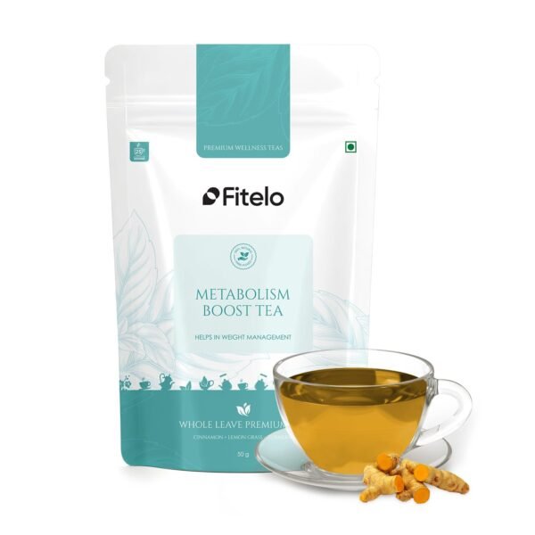 Fitelo Metabolism Boost Green Tea | 50 gm | Premium Cinnamon, Lemongrass & Turmeric Blend | Boosts Metabolism & Energy Levels | 100% Natural Herbal Loose Leaf