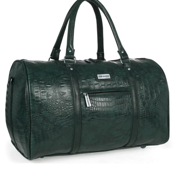Fur Jaden Green Textured Leatherette Stylish & Spacious Weekender Duffle Bag for Travel for Men and Women