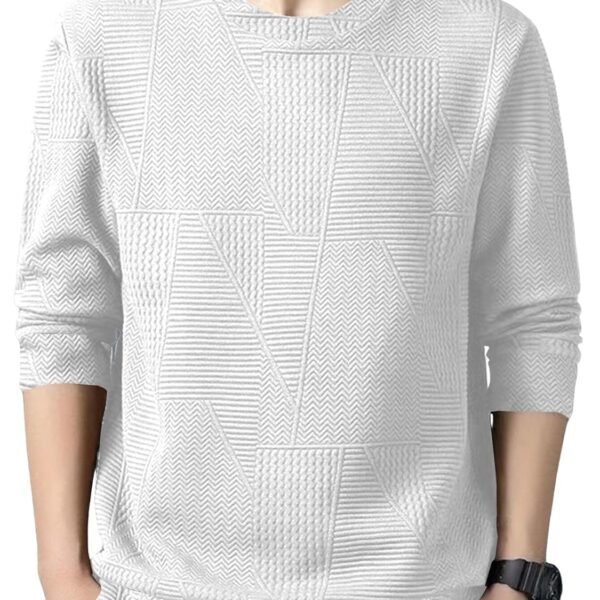 GRECIILOOKS Full Sleeve T Shirt for Men | Casual T-Shirts for Man|Poly Cotton Textured Oversized Fit T-Shirt | Round Neck T-Shirt's