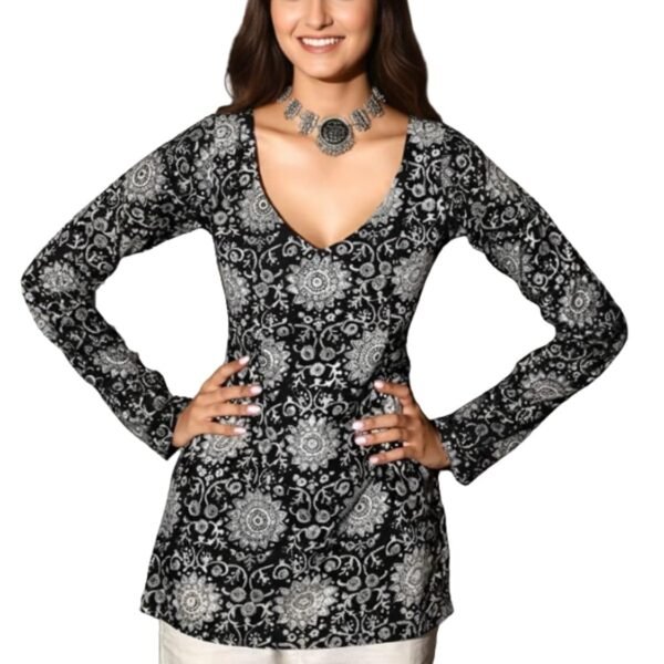 GRECIILOOKS Short Kurti for Women Latest | Short Kurta | Women's Floral Printed Rayon Short Kurta | Short Kurti for Women | Comfortable, Office & Casual Kurta for Jeans, Leggings & Trousers