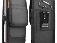 GUSTAVE® Anti-Scratch Nylon Phone Holster Clip On Phone Holster Protective Case for iPhone, Samsung Galaxy Note 20/10+ Plus 5G, 2 in 1 Phone Card Holder with Carabiner, Gift for Men, Husband, Father