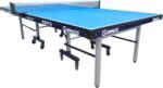 GYMNCO 25MM Robust HIGH TECH Table Tennis Table with 100 MM Wheel (Top 25 mm Laminated Compressed & Free TT Table Cover + 2 TT Racket & Balls), Blue Top