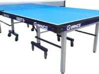 GYMNCO 25MM Robust HIGH TECH Table Tennis Table with 100 MM Wheel (Top 25 mm Laminated Compressed & Free TT Table Cover + 2 TT Racket & Balls), Blue Top