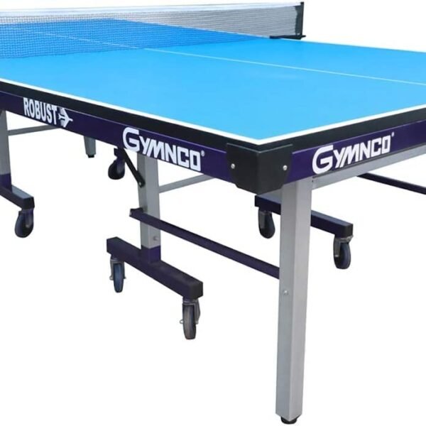 GYMNCO 25MM Robust HIGH TECH Table Tennis Table with 100 MM Wheel (Top 25 mm Laminated Compressed & Free TT Table Cover + 2 TT Racket & Balls), Blue Top