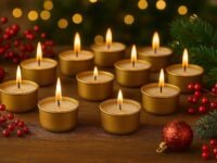 Golden Jar Tealight Candles | Long Lasting 8–9 Hour Burn | Decorative Wax Candles in Premium Golden Jars | Perfect for Home, Pooja, Wedding & Festive Décor (Pack of 10, White)