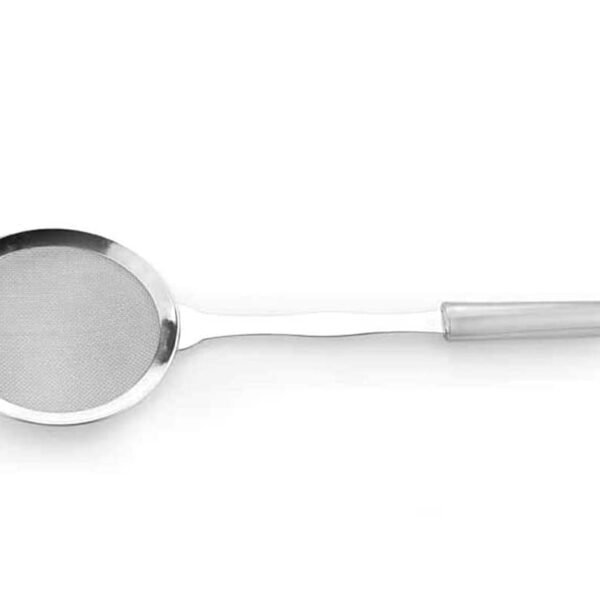 Good Morning Frying Zara - 1 Pcs Stainless Steel Fine Mesh Food Strainer with Handle, Heat-Resistant Round Oil Filter Grid Spoon, Smallest Deep Frying from Fast Food, Pasta, Noodles (16)