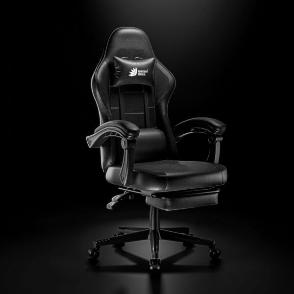 Green Soul Blade Ergonomic Gaming Chair | Leatherette | Multi-Functional Computer Chair | Integrated Massager | ErgoSync Armrest | Retractable Footrest | 1 Year Warranty (Black)