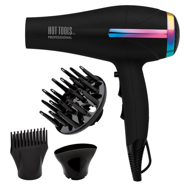 HOT TOOLS Professional Ceramic Rainbow Hair Dryer - Fast Drying Blow Dryer with Quiet Operation and Ion Technology for Long-Lasting and Shinier Hair - 1875 Watts