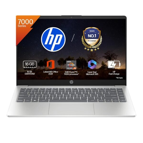 HP 15, AMD Ryzen 5 7430U (16GB DDR4, 512GB SSD) FHD, Anti-Glare, Micro-Edge,15.6''/39.6cm, Win11, M365 Basic(1yr)* Office24, Silver,1.59kg, fc0389AU, AMD Radeon, FHD Camera w/Shutter, Backlit Laptop
